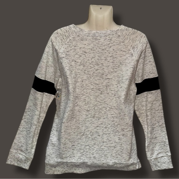 Bobbie Brooks NWT Sweatshirt Gray Heather Pullover Athleisure Arm Stripe Size L - Picture 12 of 16